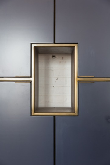 Details Amuneal Thornburg Shelving System Lacquered Doors and Brass Pulls